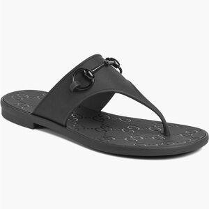 Gucci Women's Black Minorca Horsebit Rubber Sandals